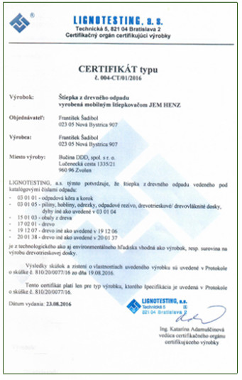 certifikat stiepenie dreva frantisek sadibol
